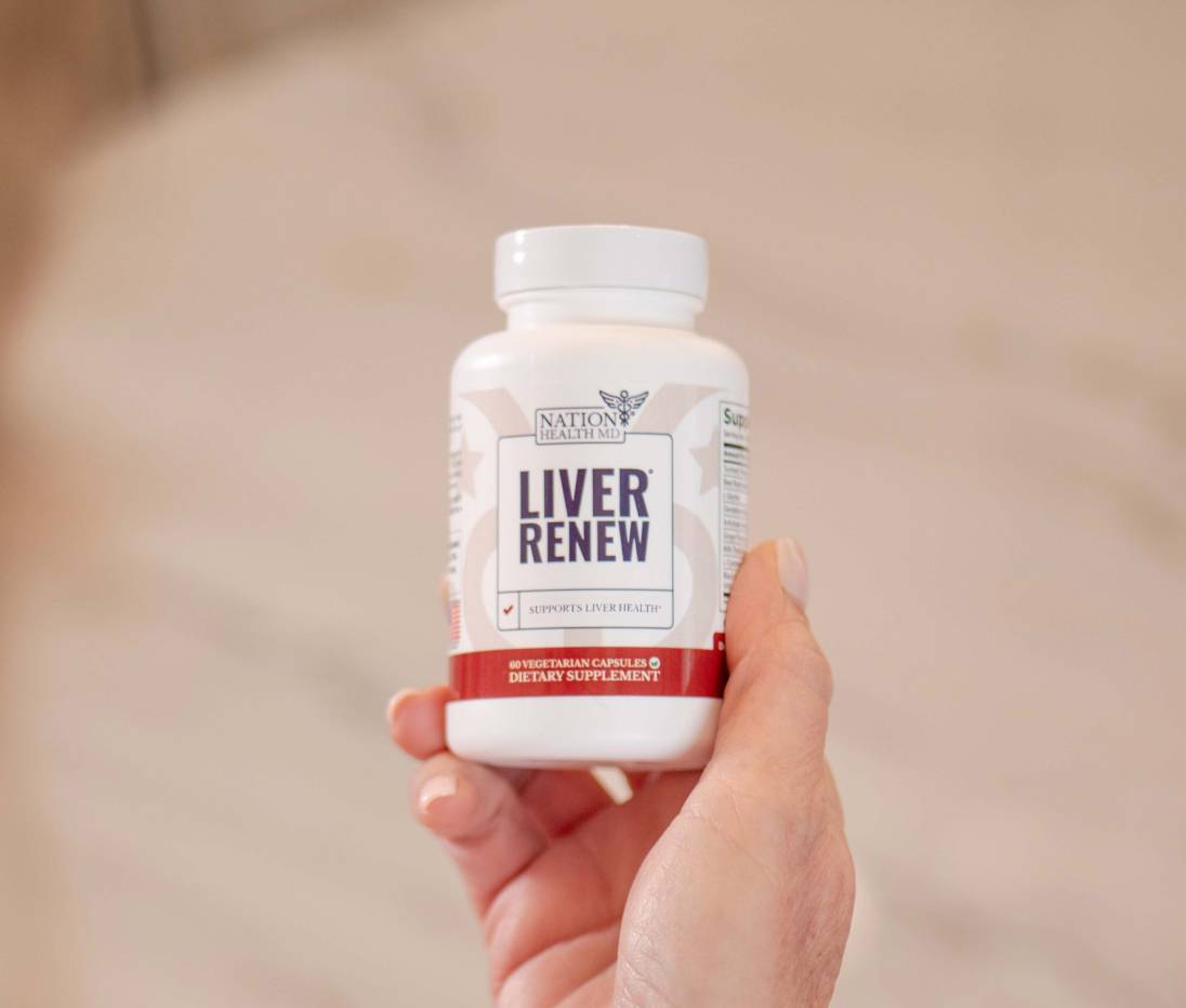 Liver Renew bottle in hand