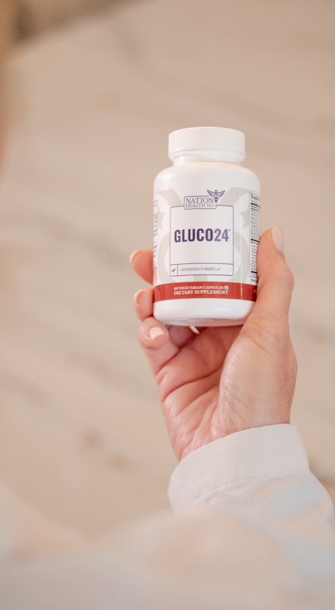 gluco24 bottle in hand