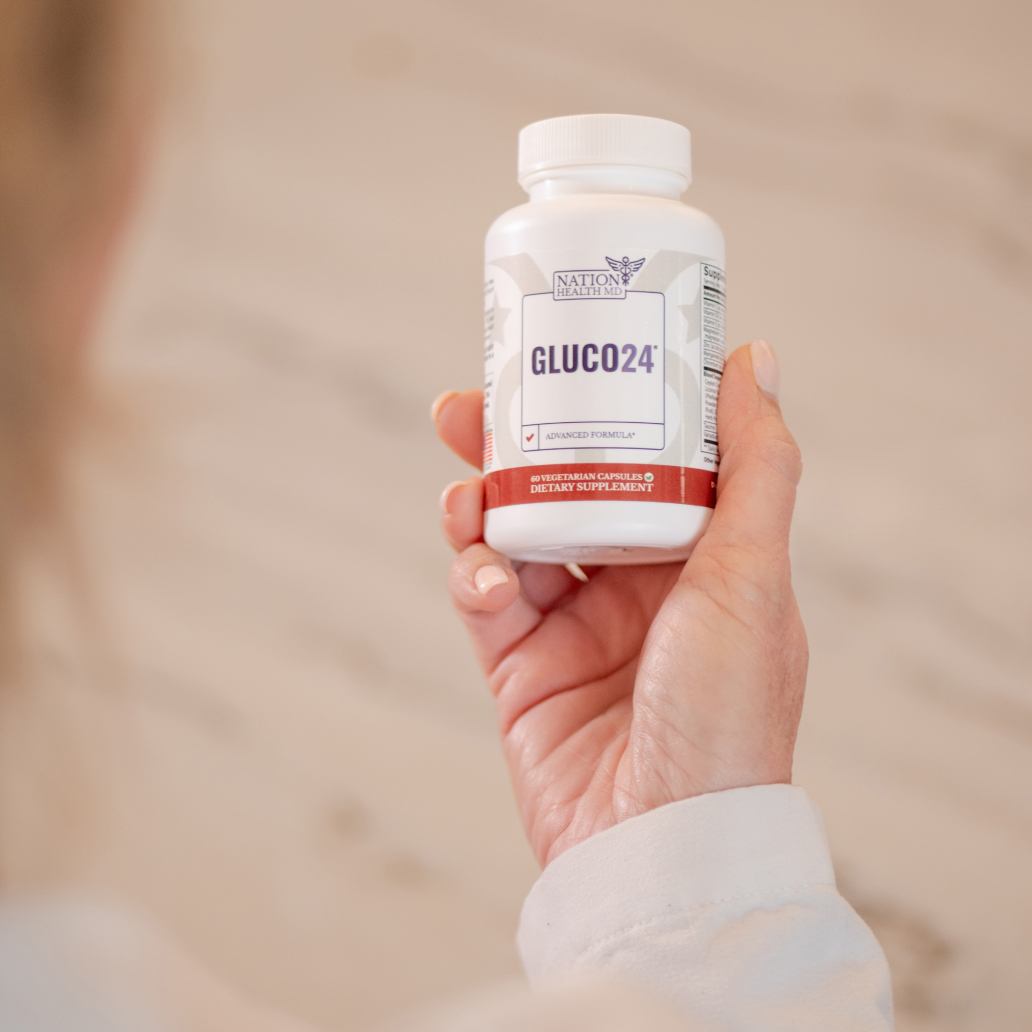 gluco24 bottle in hand