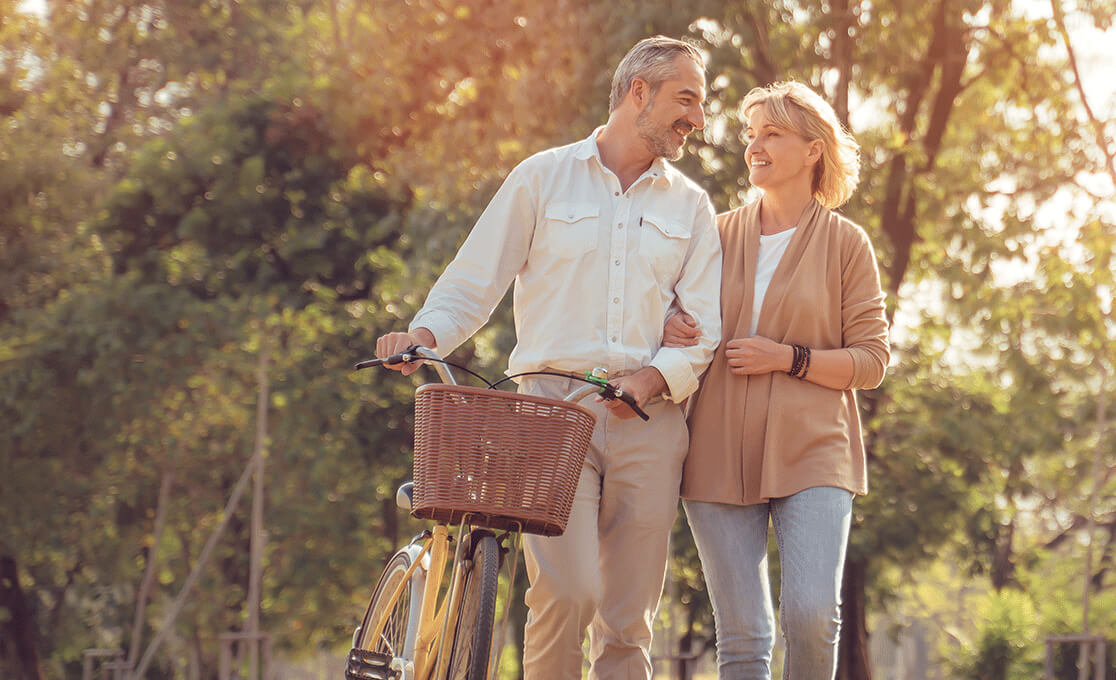 couple with bicycle