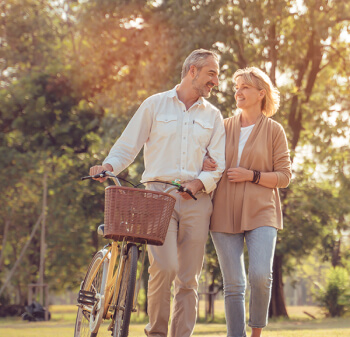 couple with bicycle